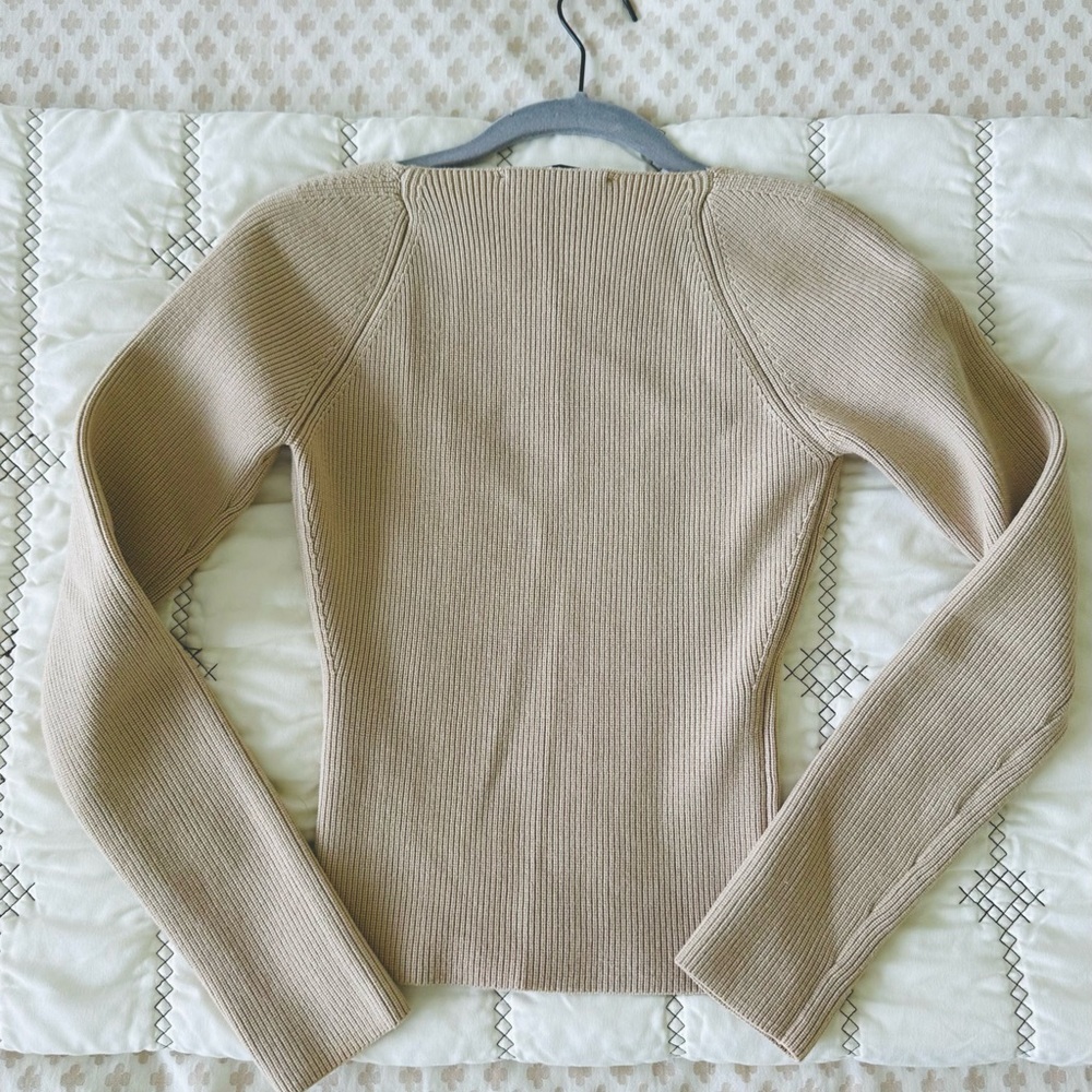Zara Cream Ribbed Knit Sweater - Picture 3 of 3